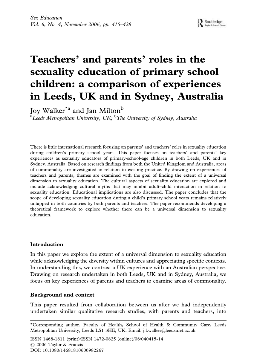 Research papers on sex education in schools