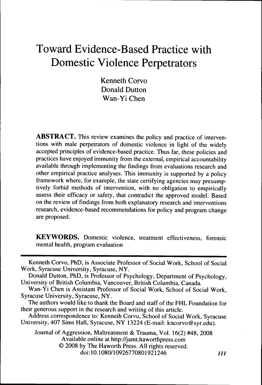 literature review on domestic violence perpetrators