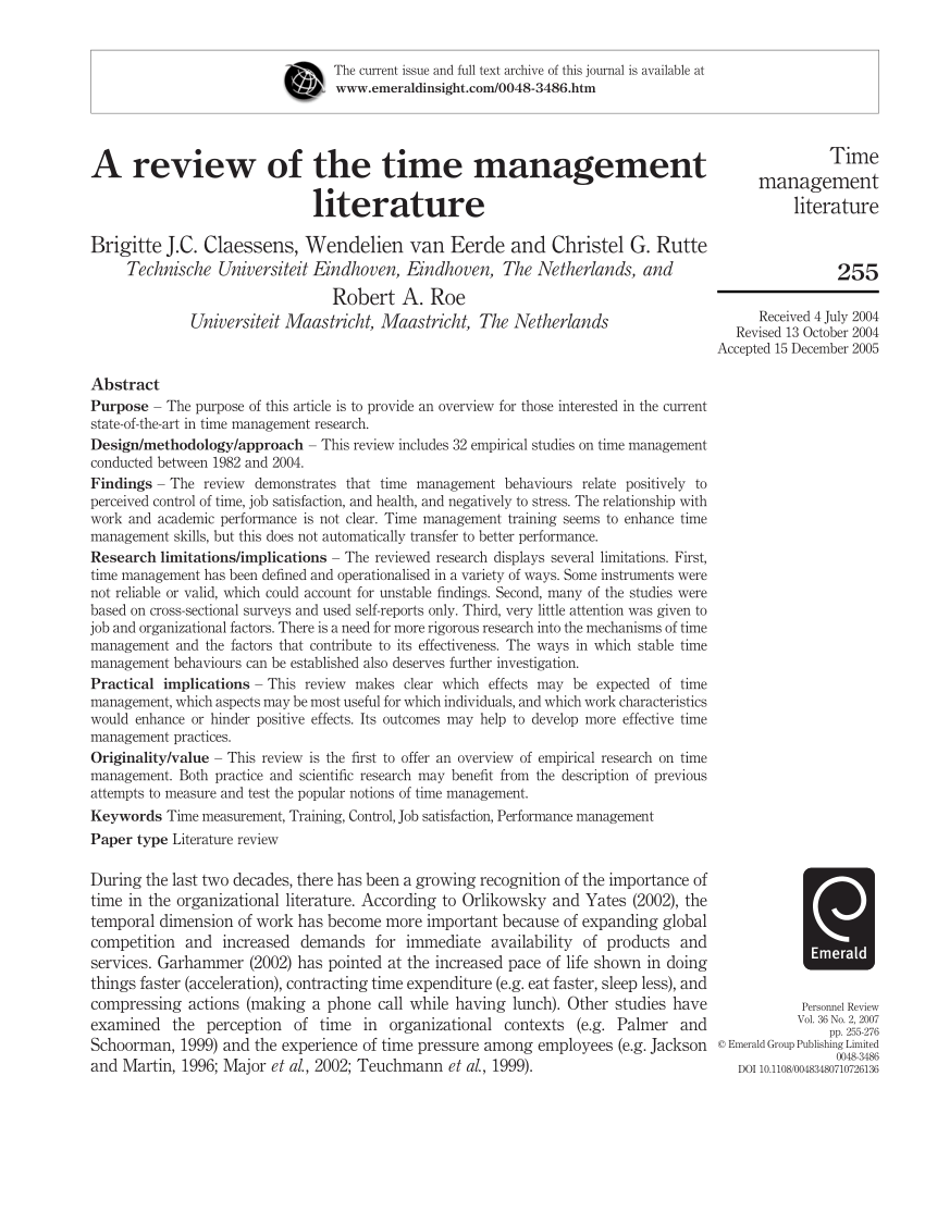 review of related literature and studies about time management