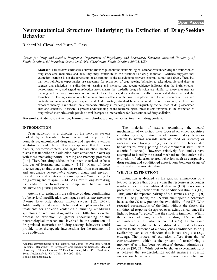 (PDF) Neuroanatomical Structures Underlying the Extinction of Drug ...