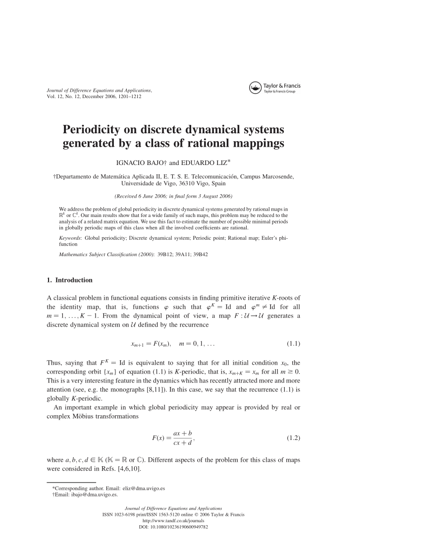 Pdf Periodicity On Discrete Dynamical Systems Generated By A Class Of Rational Mappings