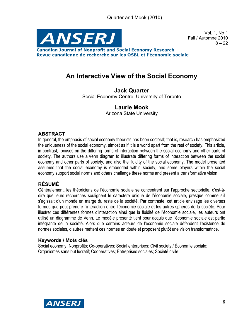 Pdf An Interactive View Of The Social Economy