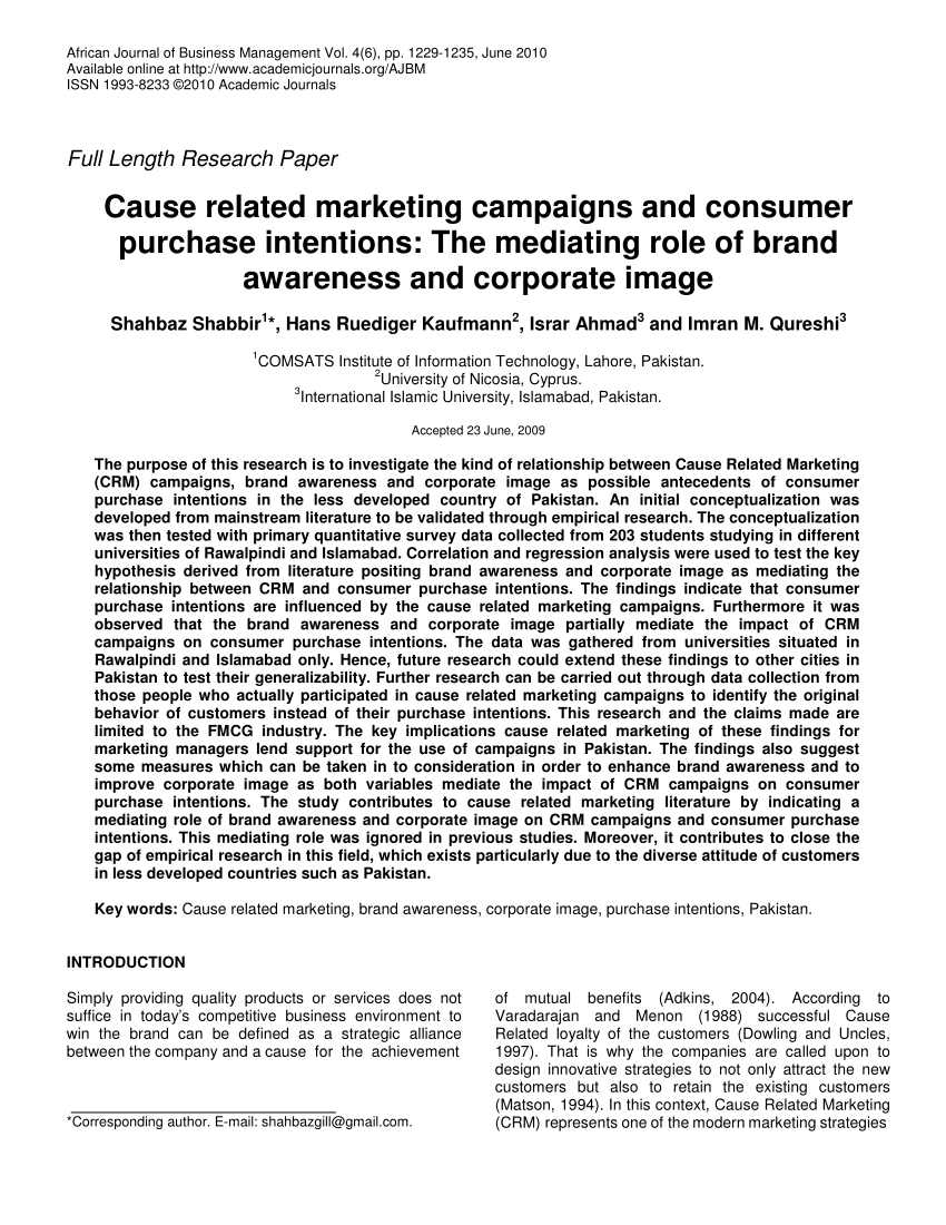 research paper on cause related marketing