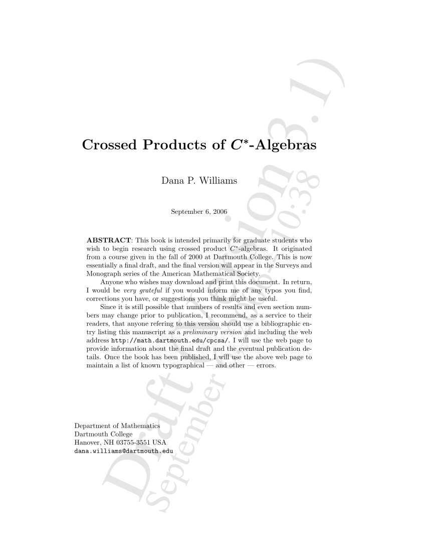 Pdf Crossed Products Of C Algebras