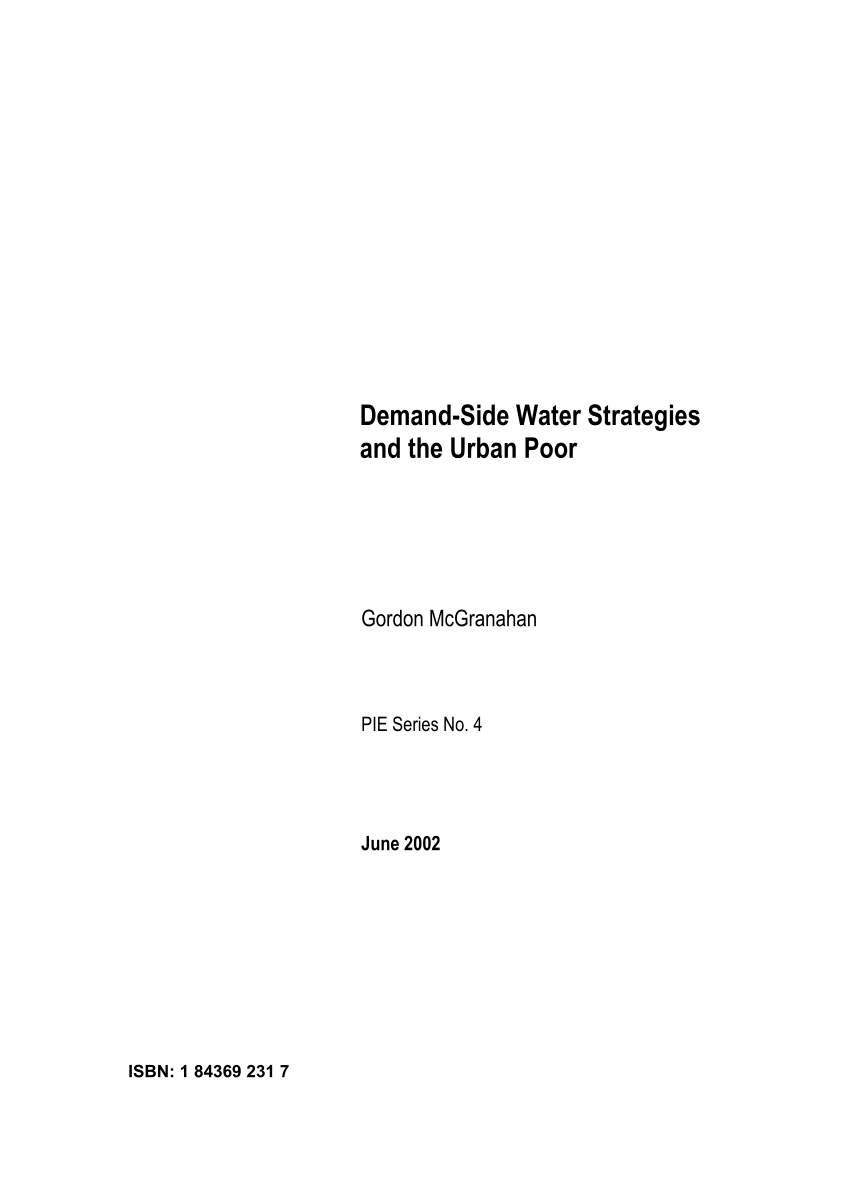 PDF) Demand-Side Water Strategies and the Urban Poor