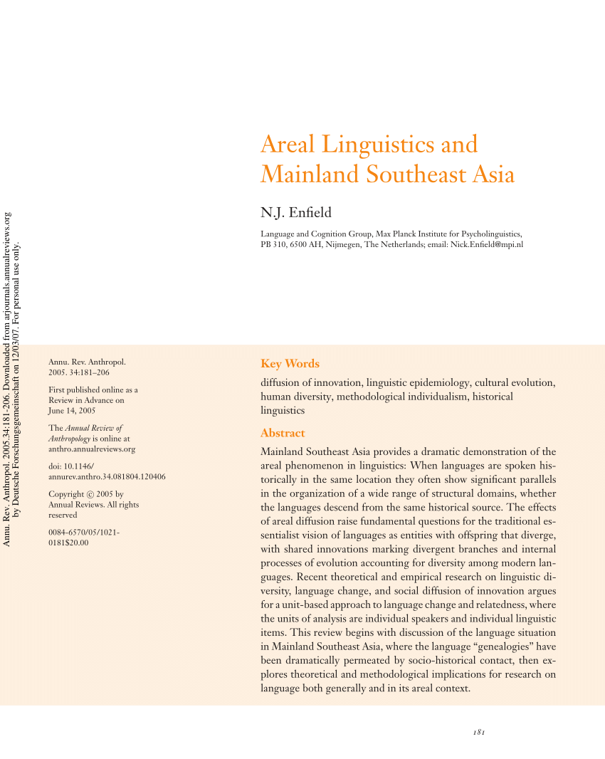 PDF Areal Linguistics And Mainland Southeast Asia   Largepreview 