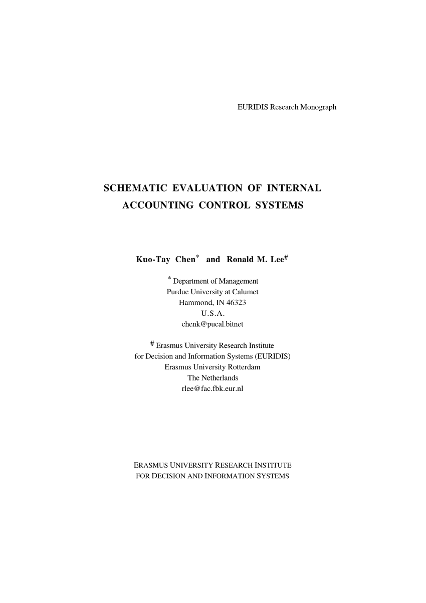 (PDF) Schematic Evaluation of Internal Accounting Control Systems