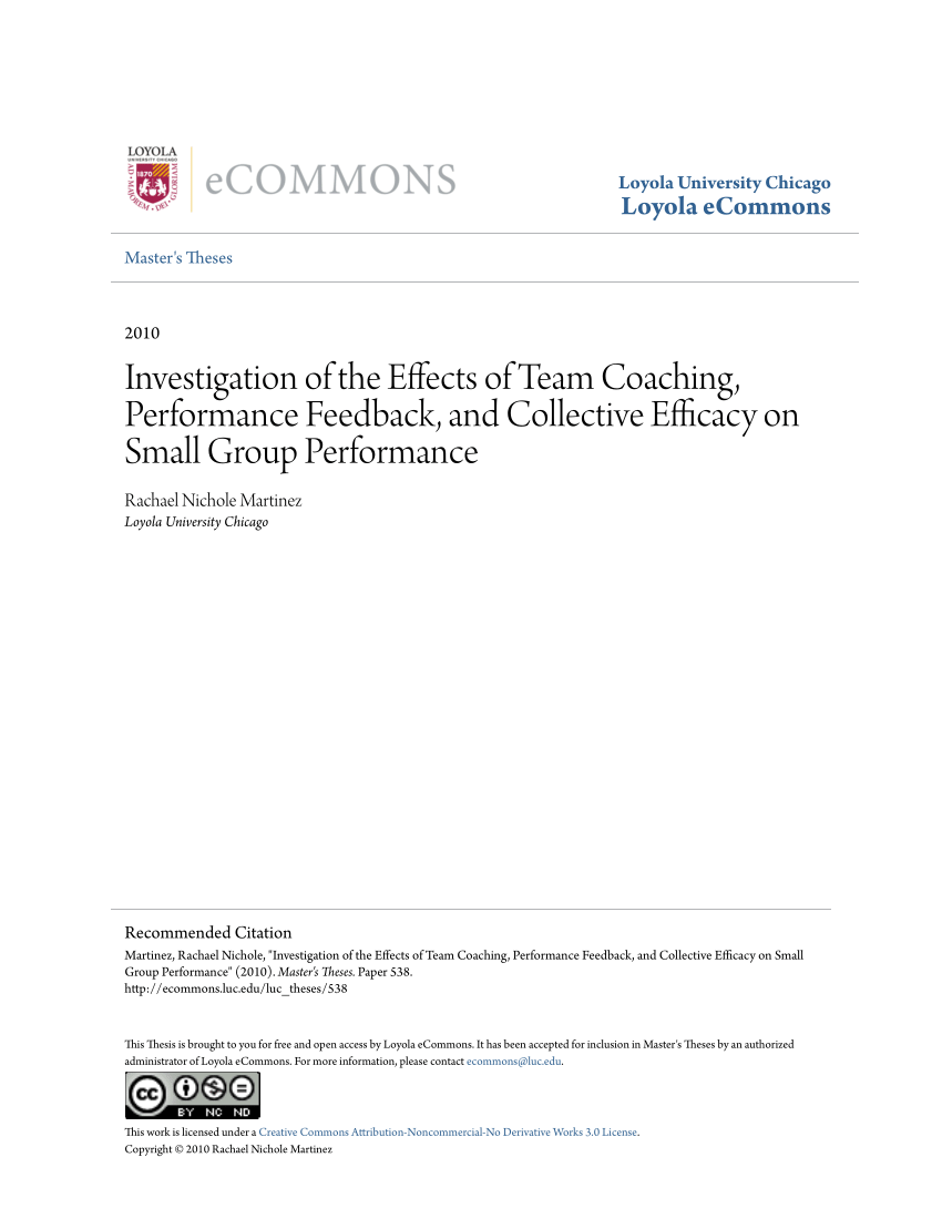 Pdf Investigation Of The Effects Of Team Coaching Performance Feedback And Collective Efficacy On Small Group Performance