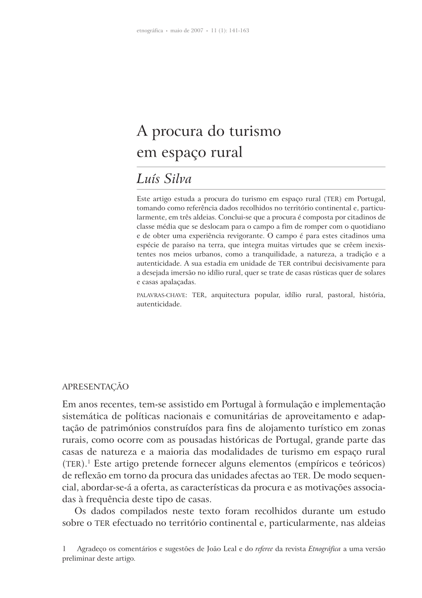 (PDF) O turismo de interesses especiais em espaço rural