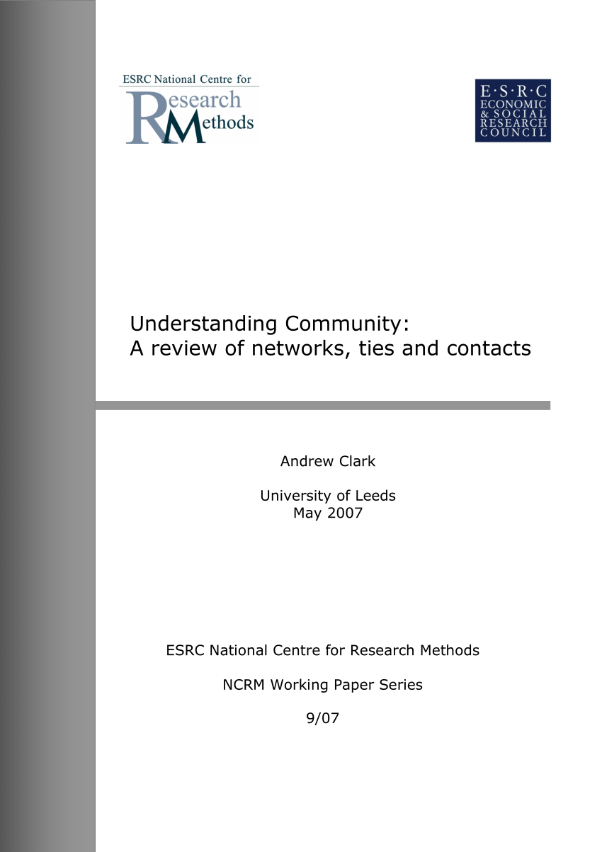 indvirkning Tilstedeværelse lektier PDF) Understanding Community: A review of networks, ties and contacts