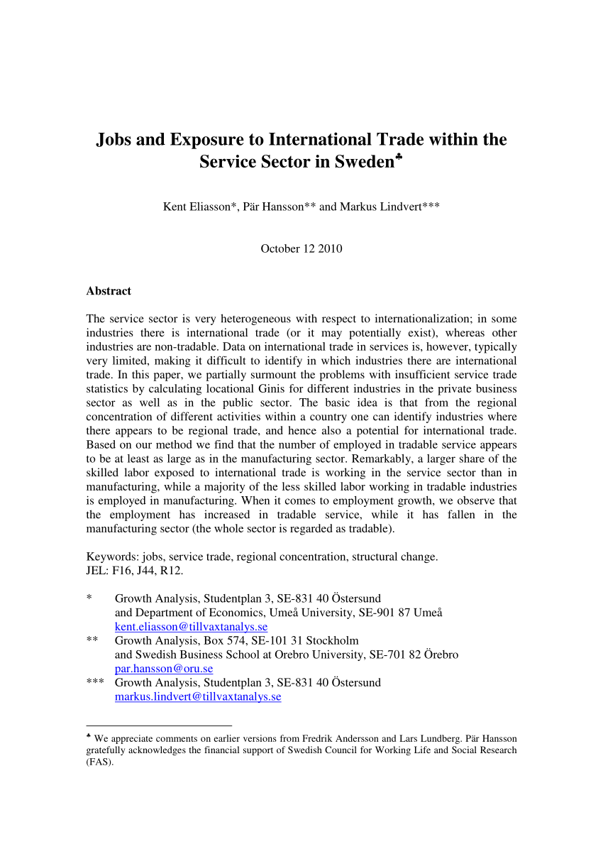 PDF) Jobs and Exposure to International Trade within the Service ...