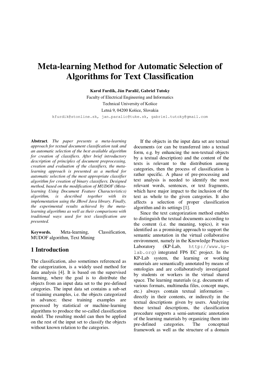 meta learning algorithms