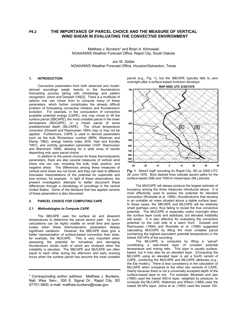 Pdf The Importance Of Parcel Choice And The Measure Of Vertical Wind Shear In Evaluating The Convective Environment