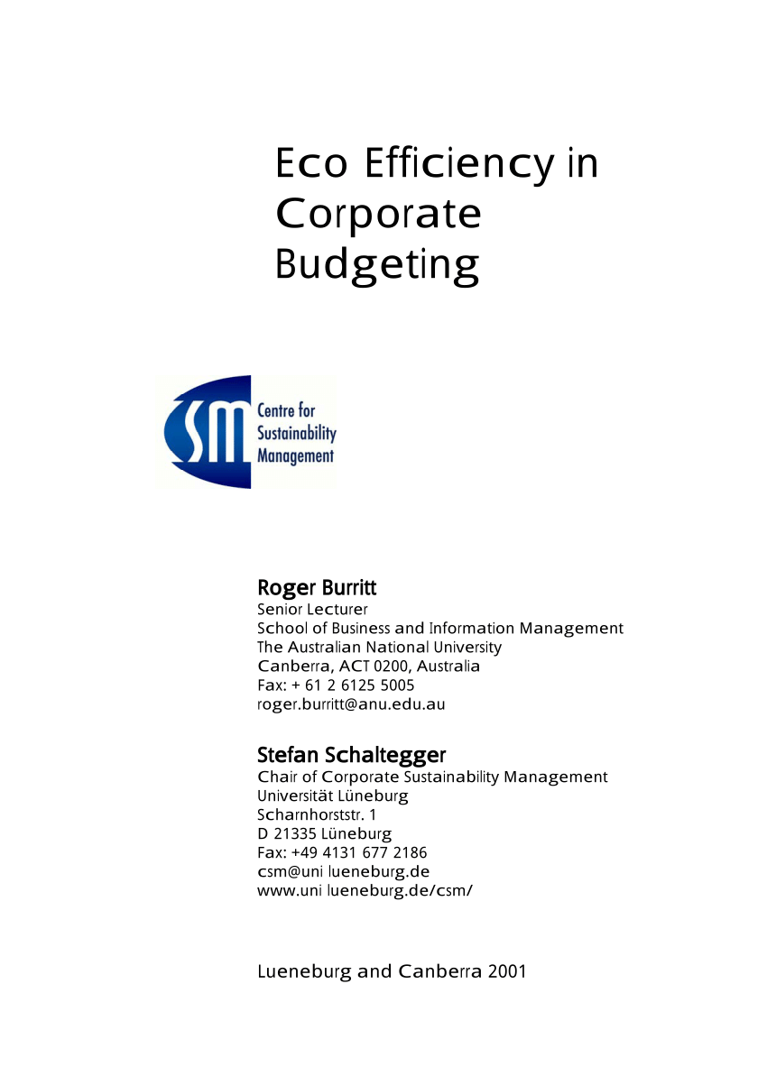 PDF) Eco-efficiency in corporate budgeting