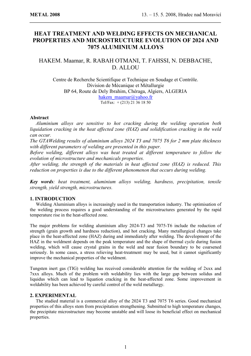 (PDF) Heat treatment and welding effects on mechanical properties and