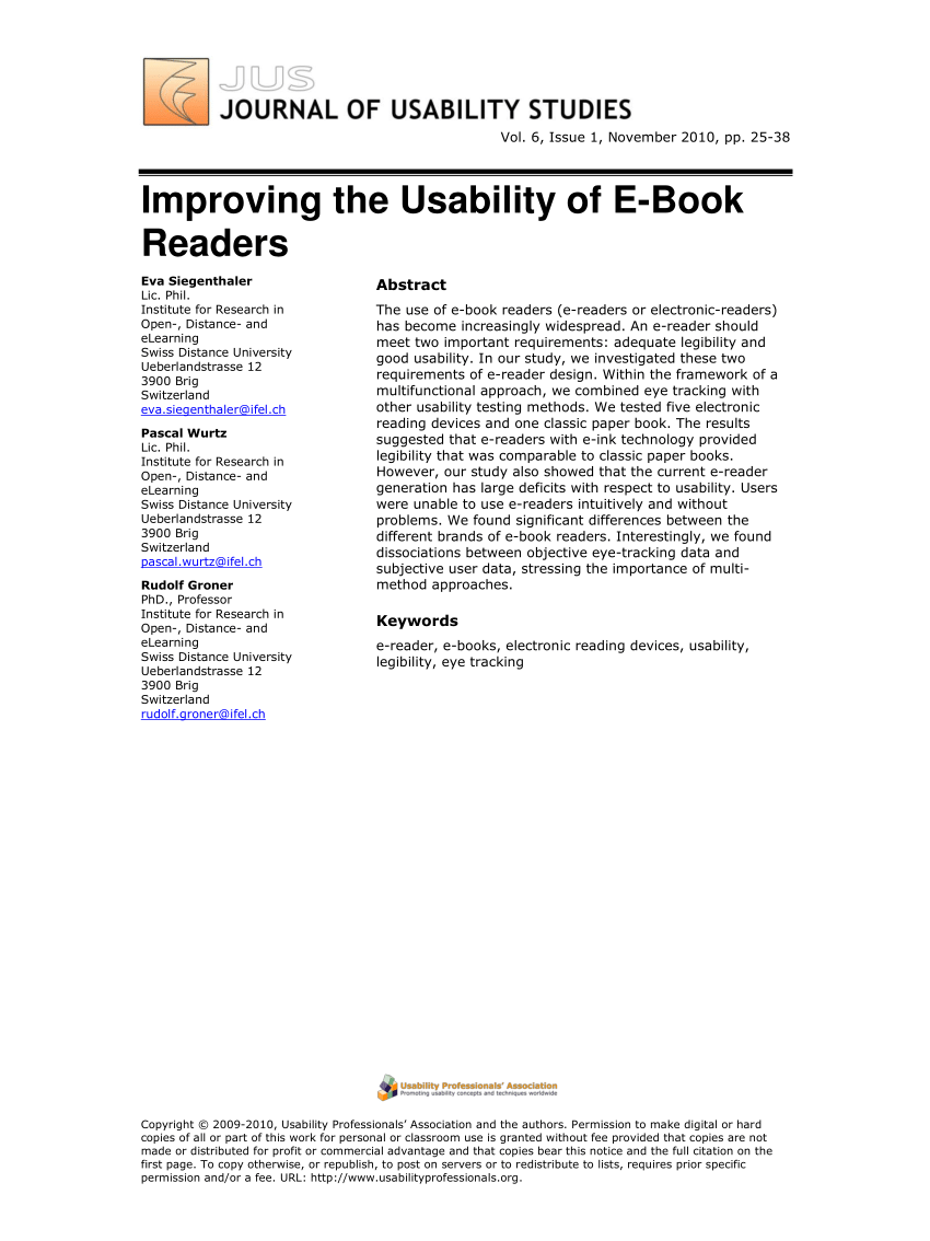 Improving the Usability of E-Book Readers - JUXJUX