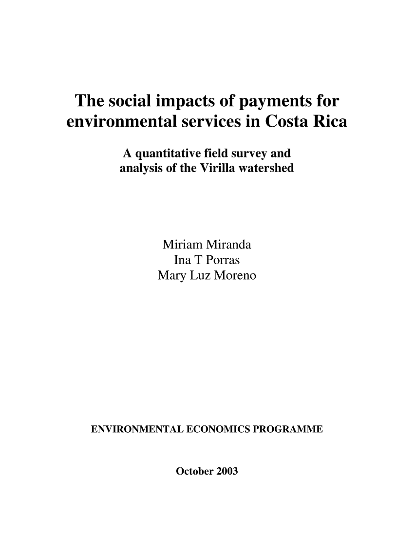 PDF) The social impacts of payments for environmental services in