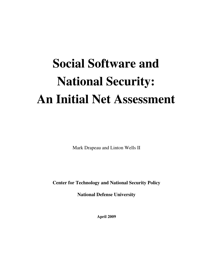 PDF) Social software and national security: An initial net assessment