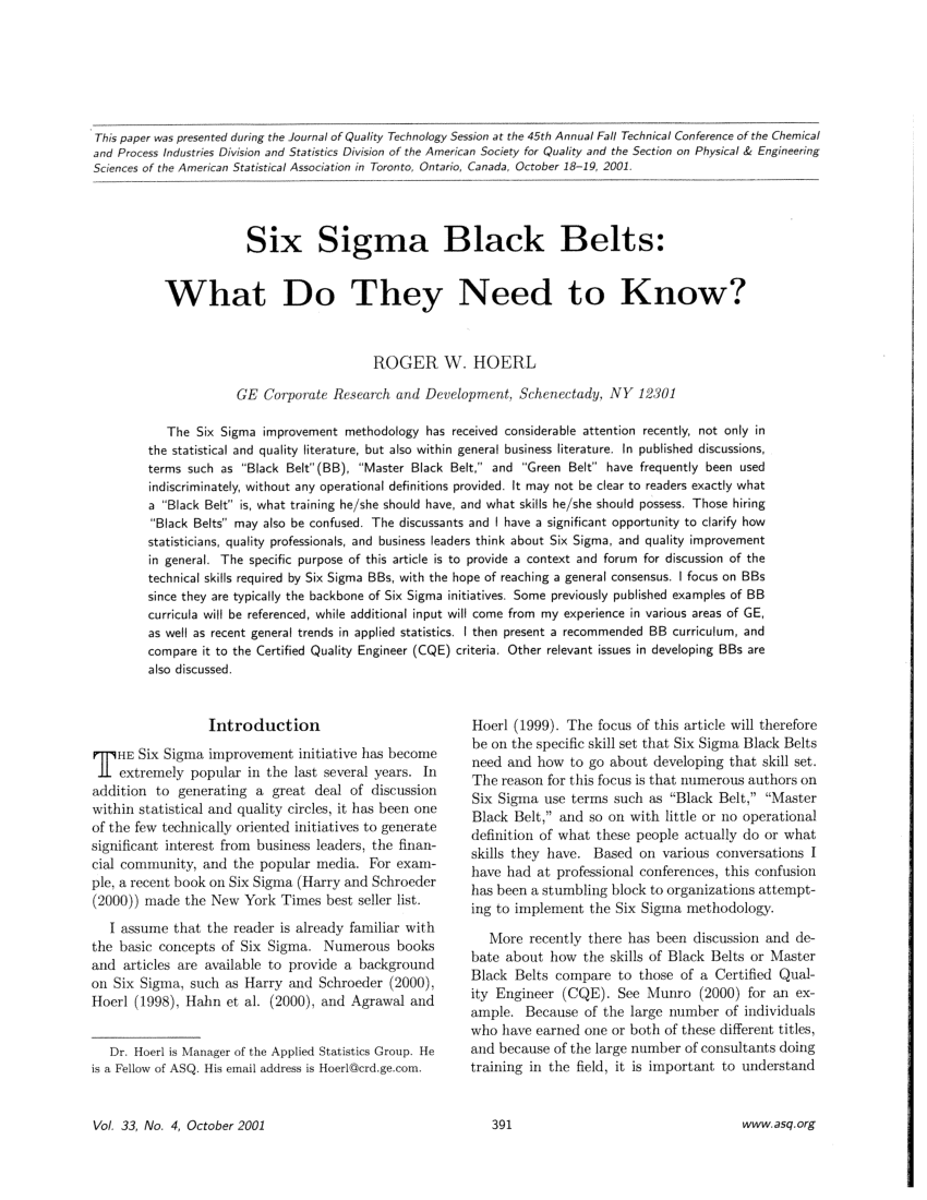six sigma black belt case study pdf