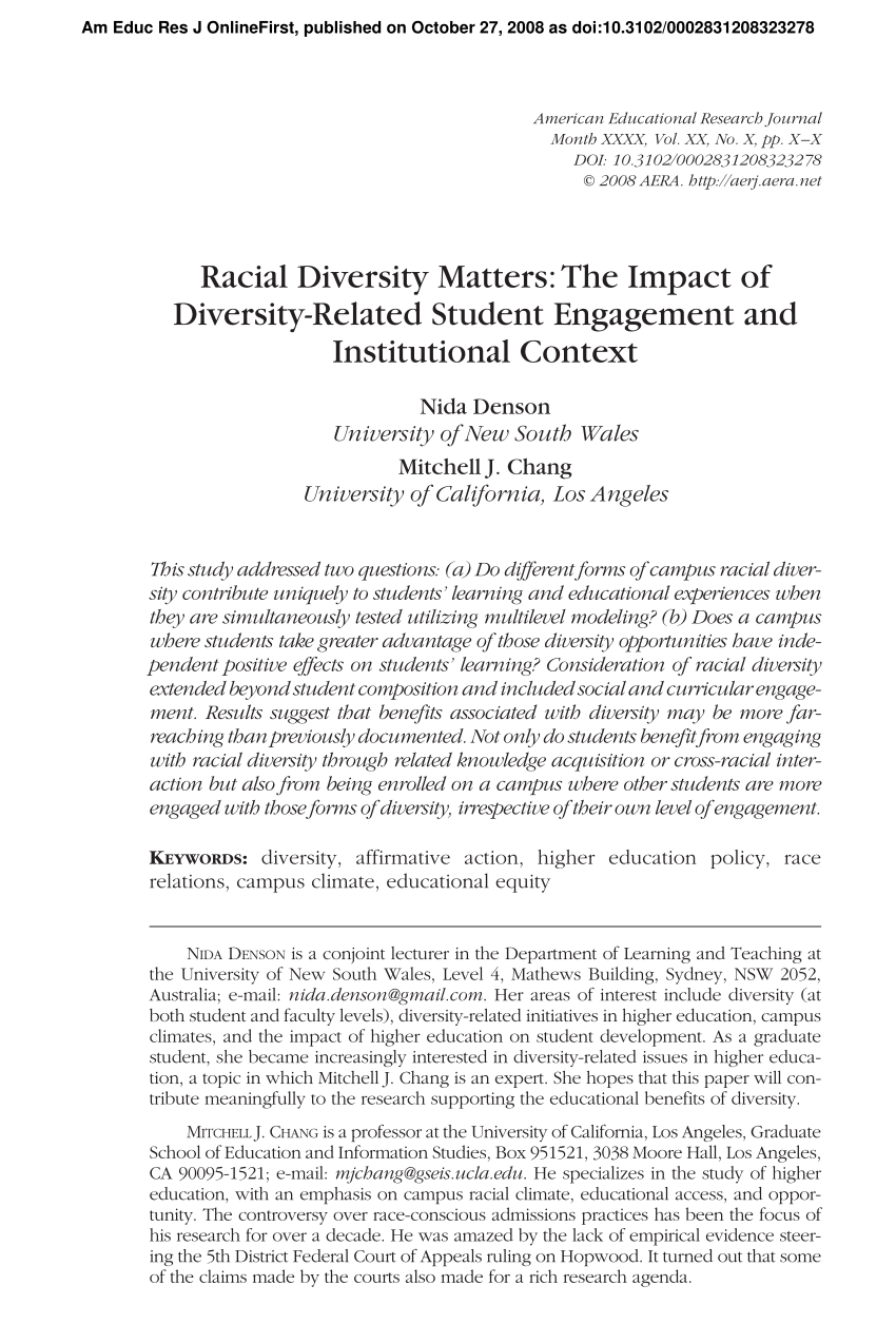 research abstract on student diversity