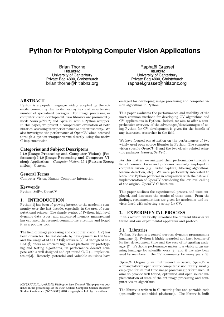 pdf  python for prototyping computer vision applications