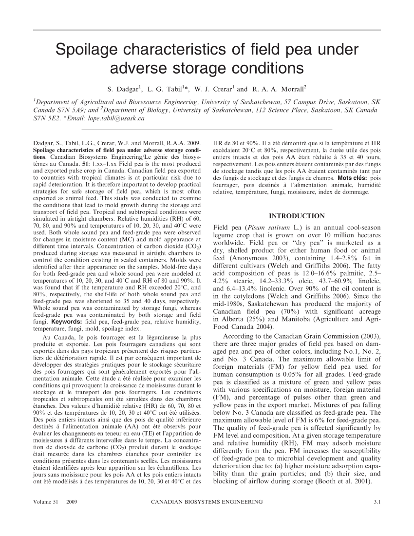 PDF) Spoilage characteristics of field pea under adverse storage ...