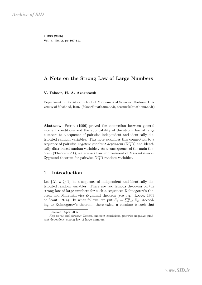 probability - Condition for strong law of large numbers