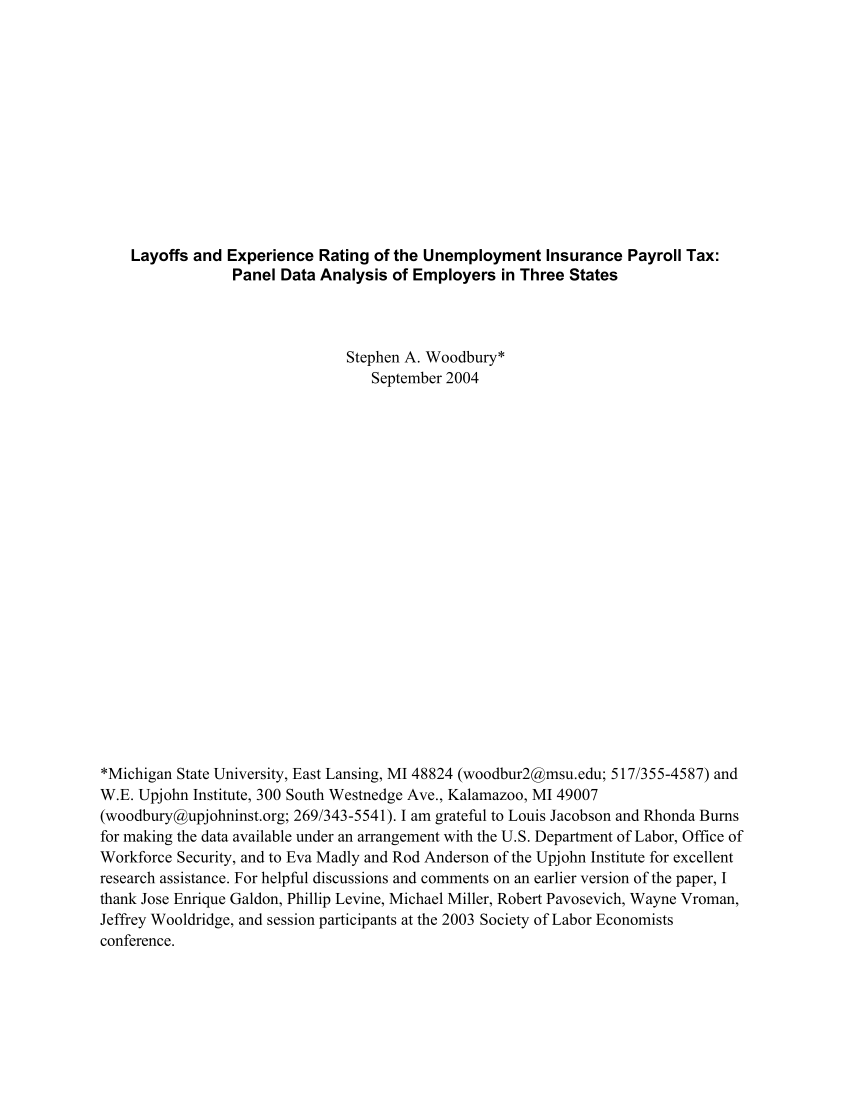 (PDF) Layoffs and Experience Rating of the Unemployment Insurance