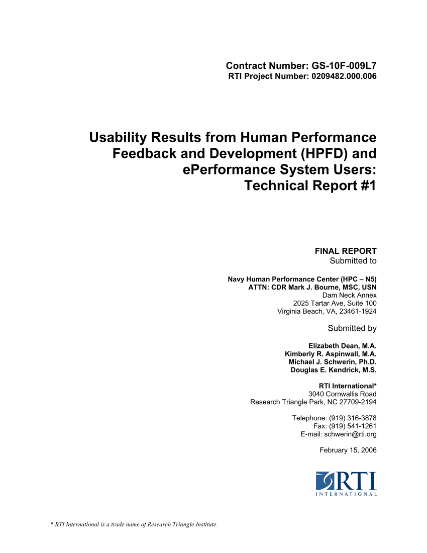 Pdf Usability Results From Human Performance Feedback And