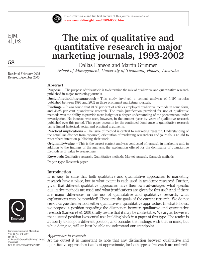 quantitative research definition journal article