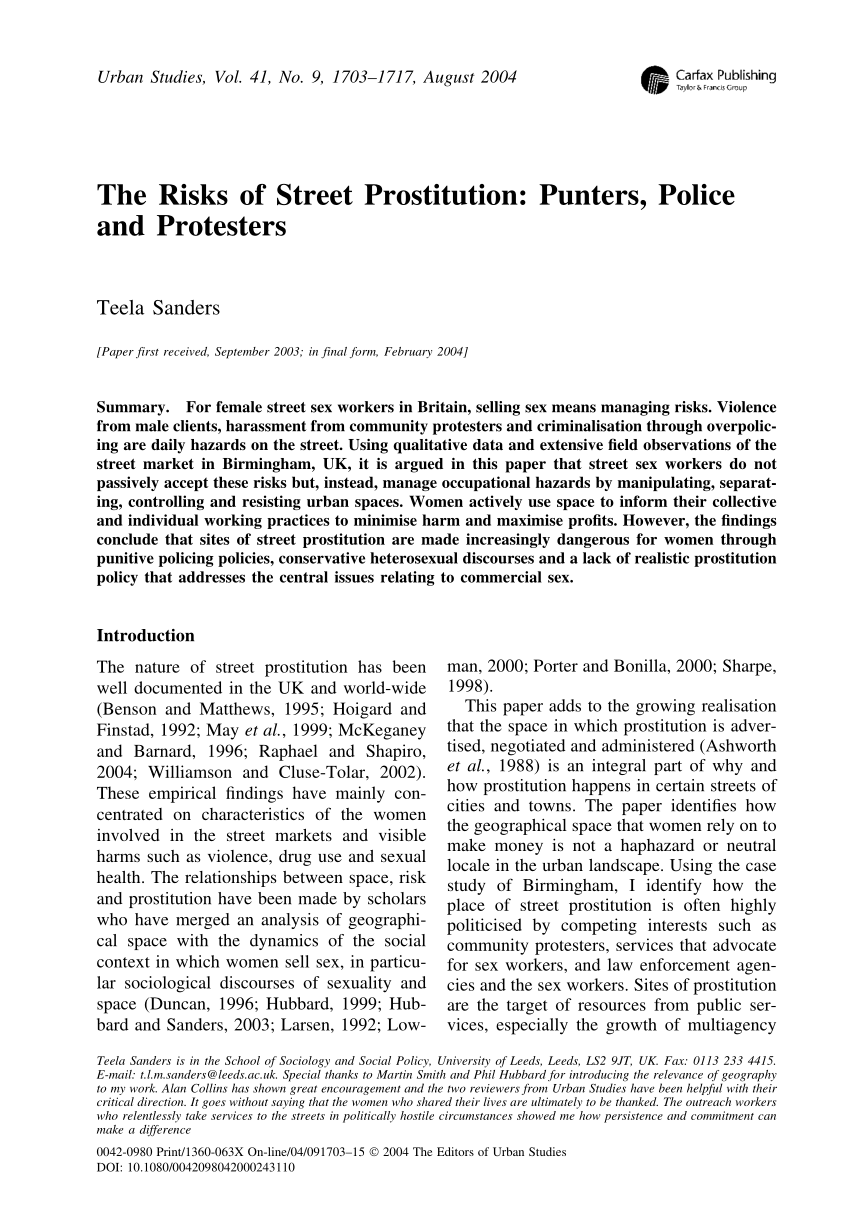 Pdf The Risks Of Street Prostitution Punters Police