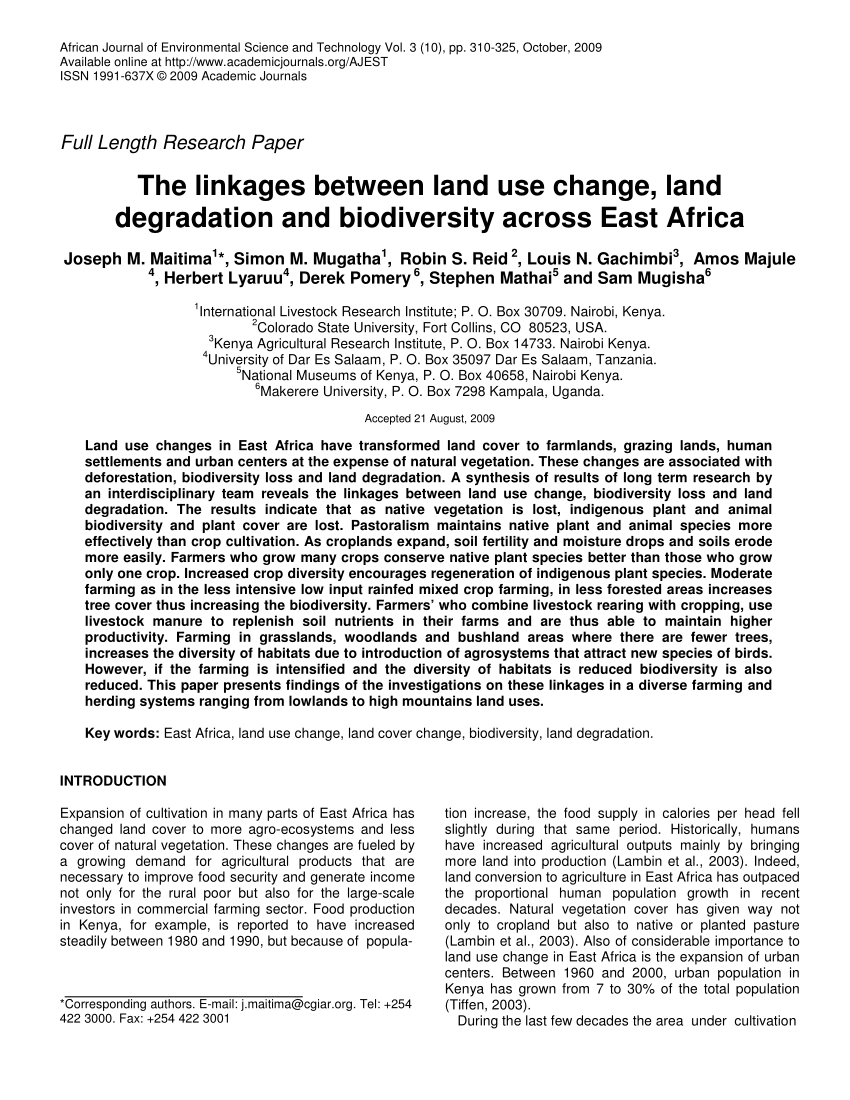 PDF) The linkages between land use change, land degradation and