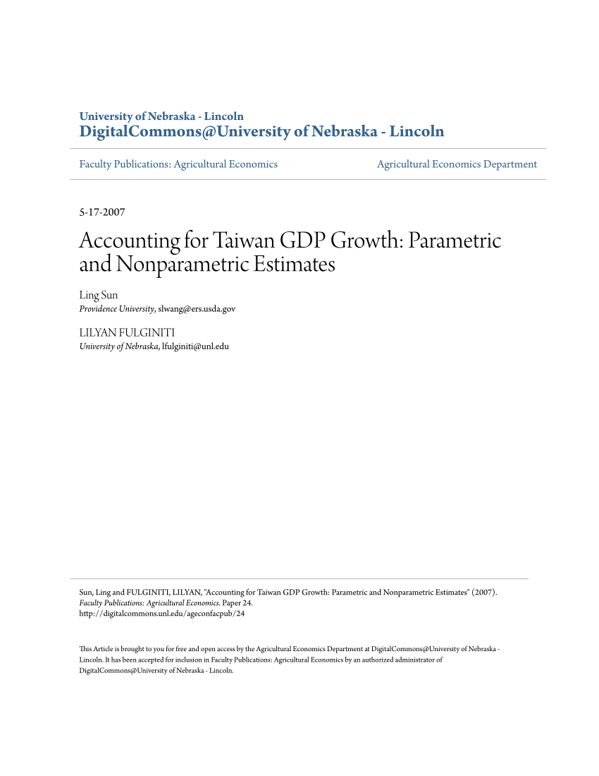 (PDF) Accounting for Taiwan GDP Growth Parametric and Nonparametric