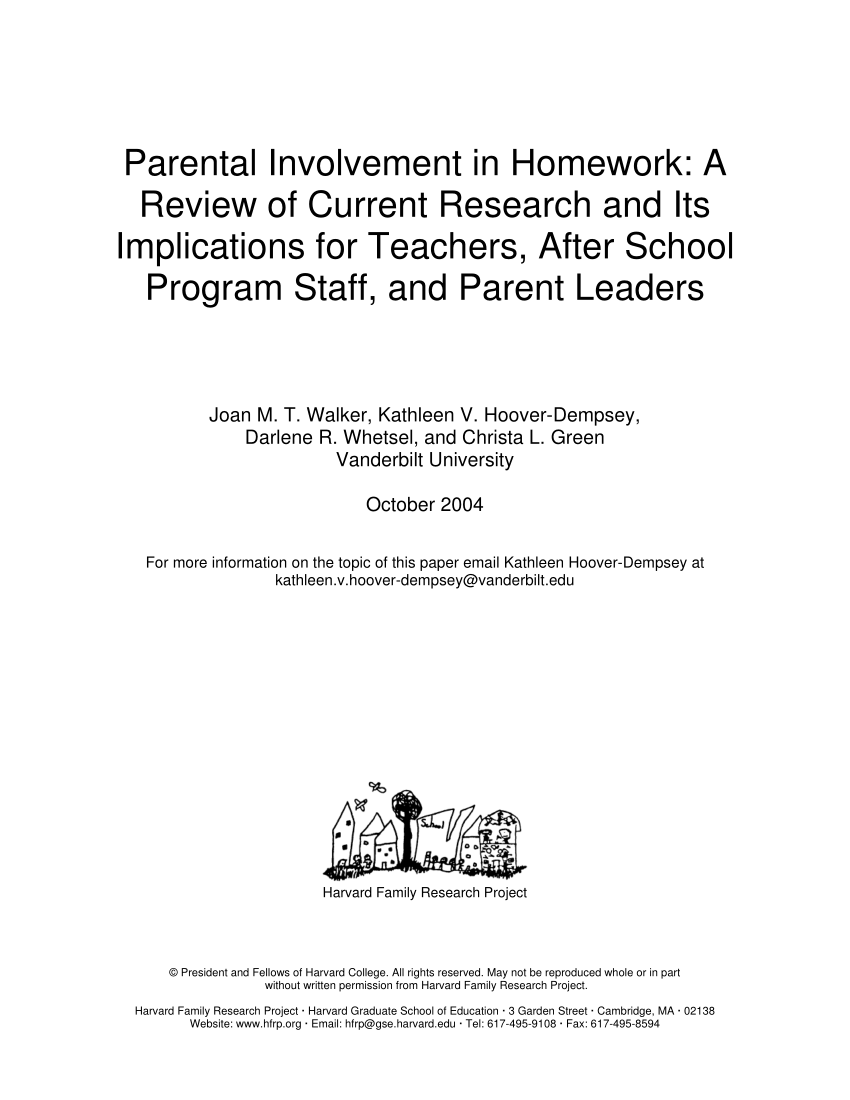 parental involvement in homework a review of current research