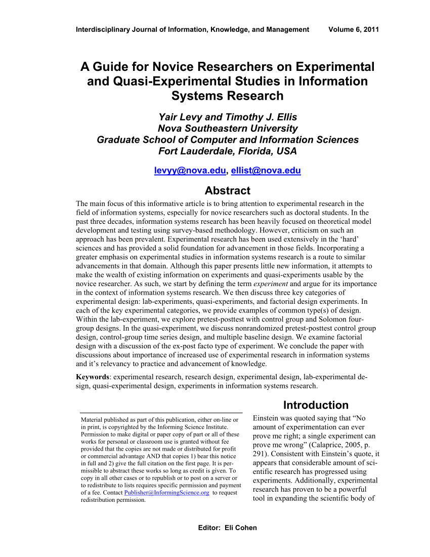 example of quasi experimental research paper