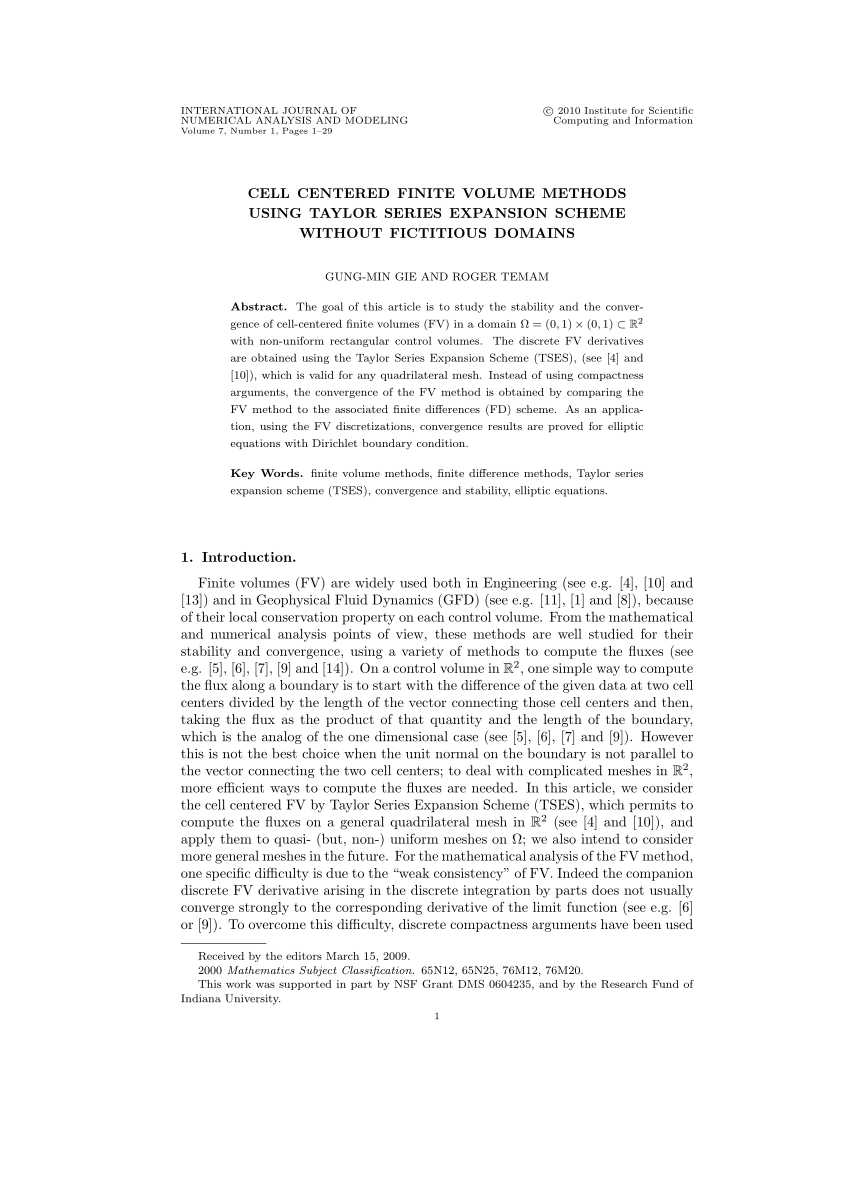 Pdf Cell Centered Finite Volume Methods Using Taylor Series Expansion Scheme Without Fictitious Domains