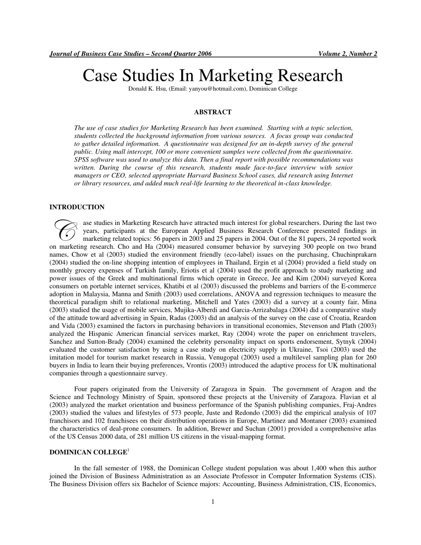 case study in market research