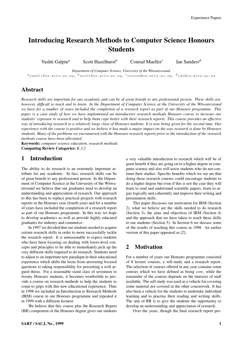 computer science undergraduate research papers