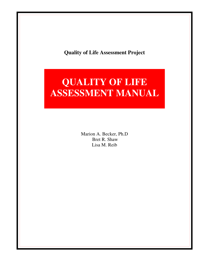 Pdf Quality Of Life Assessment Manual 6775