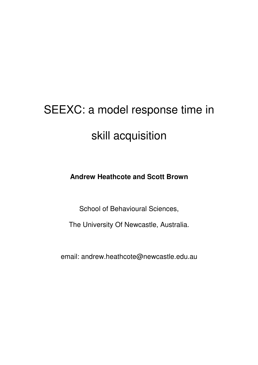 PDF) SEEXC: A model of response time in skill acquisition
