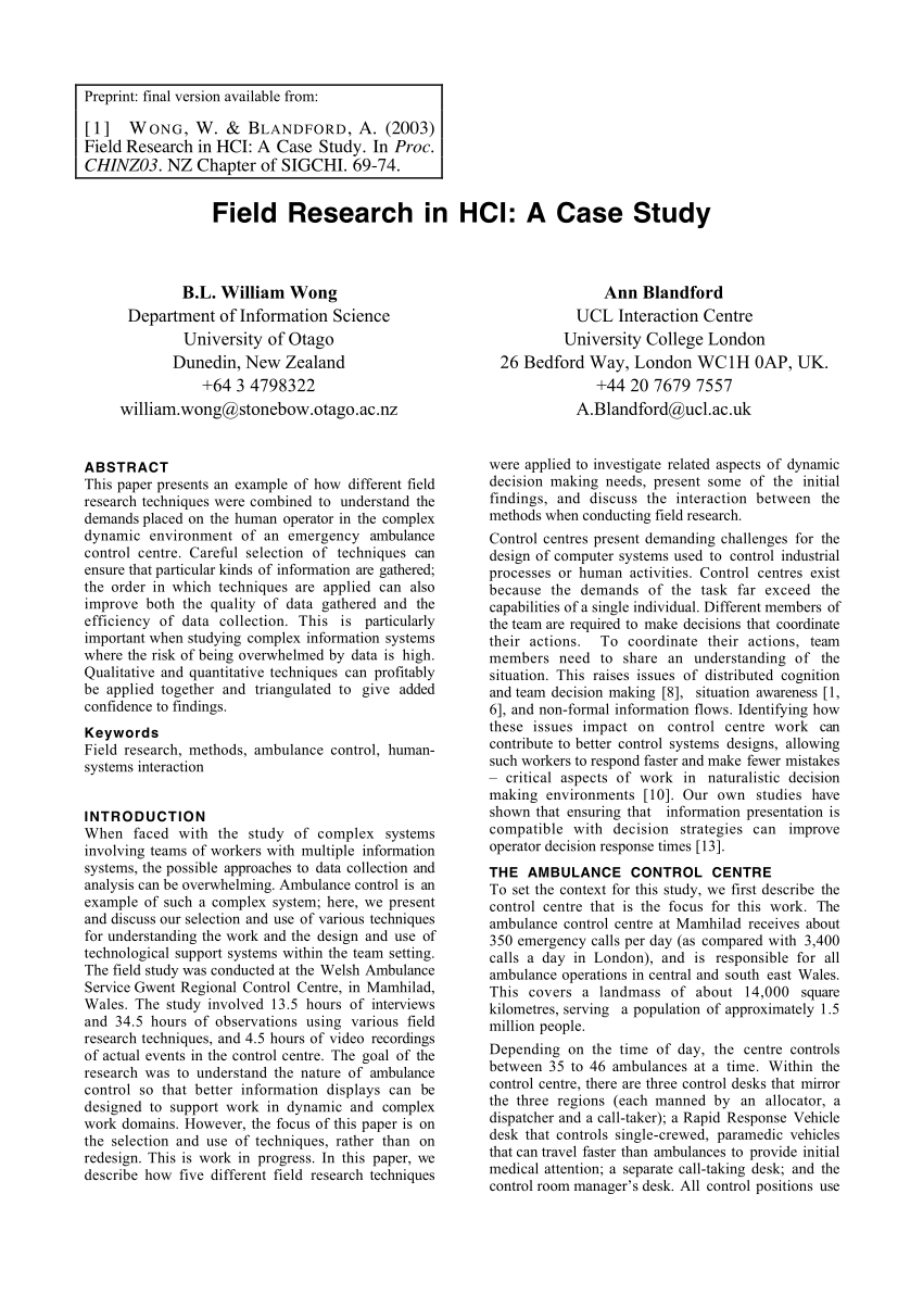 hci research methods case study