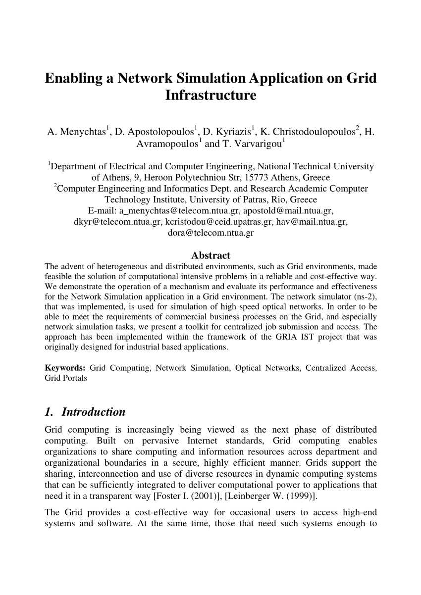 Pdf Enabling A Network Simulation Application On Grid Infrastructure