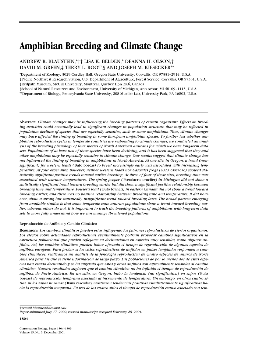 (PDF) Amphibian breeding and climate change