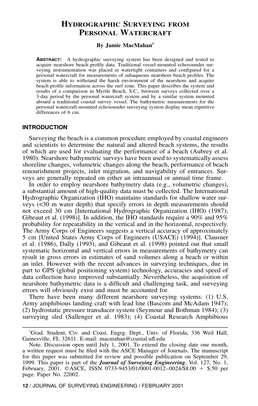 Pdf Hydrographic Surveying From Personal Watercraft - 