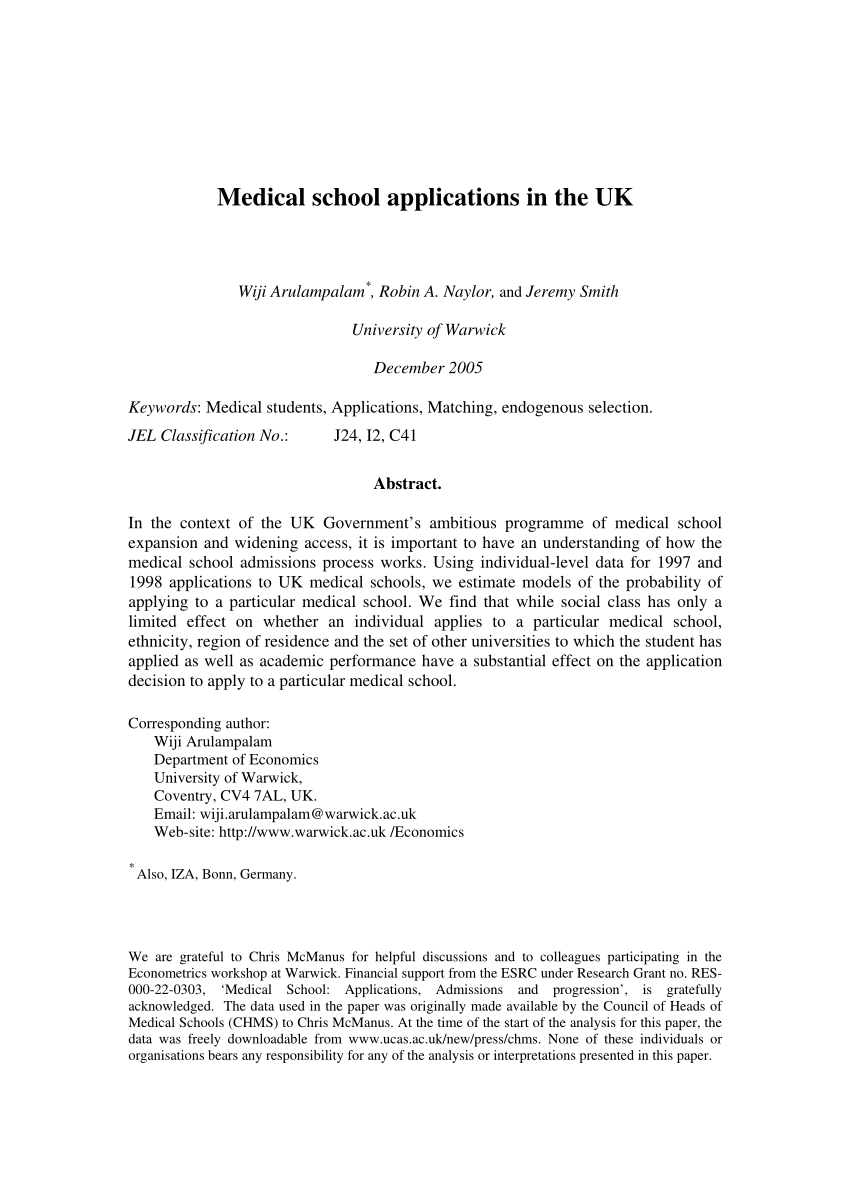 (PDF) Medical school applications in the UK