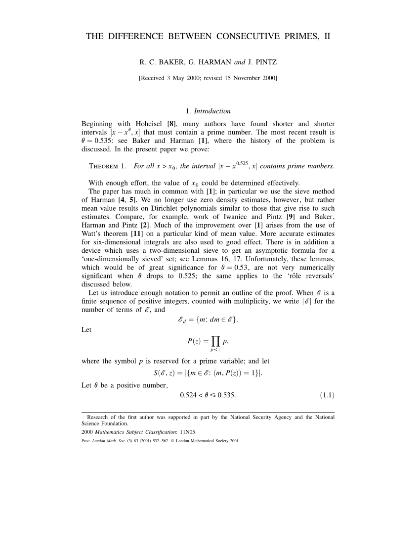 Pdf The Difference Between Consecutive Primes Ii