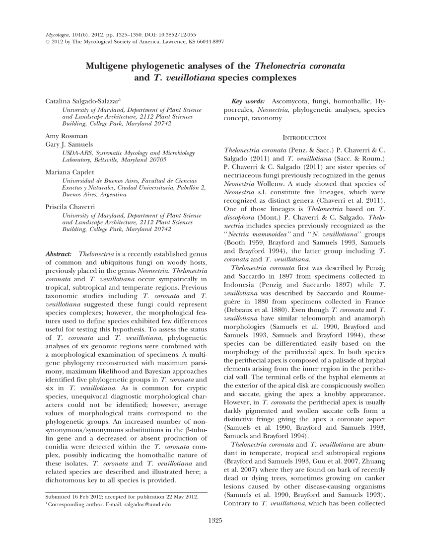 PDF Multigene phylogenetic analyses of the Thelonectria coronata  