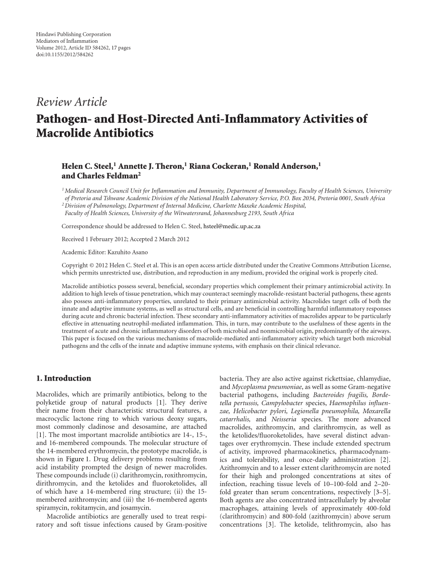 Pdf Pathogen And Host Directed Anti Inflammatory Activities Of