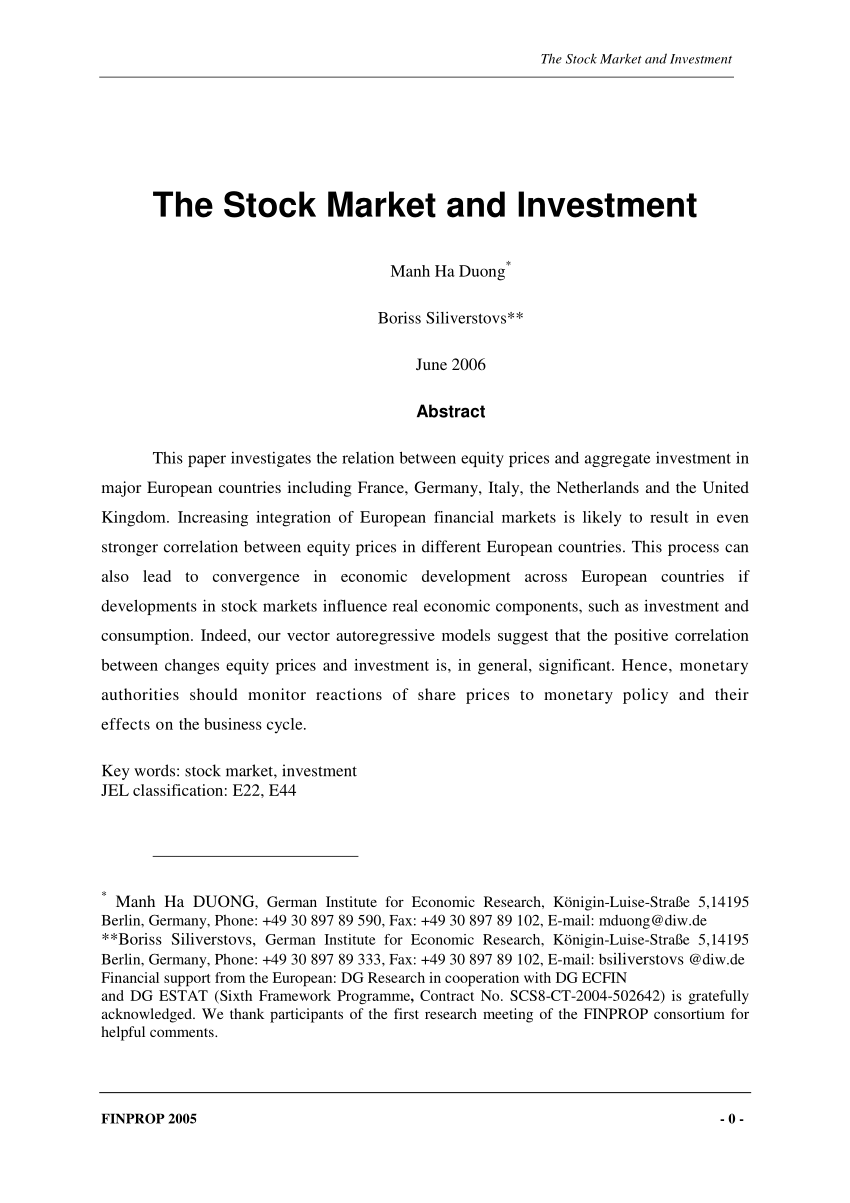 stock market research paper topics