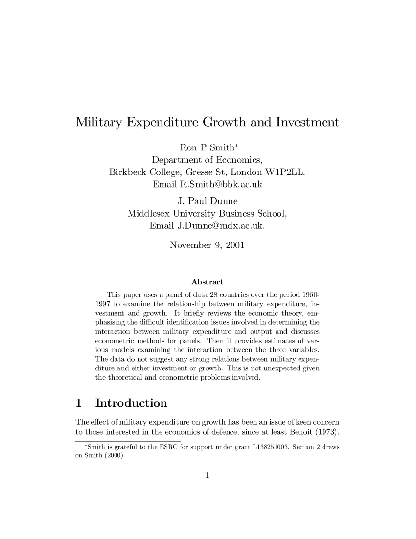 military expenditure research paper